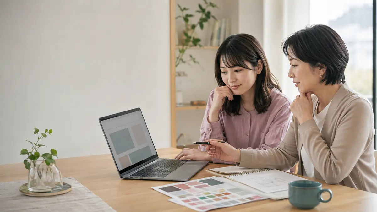 Webデザインの学習計画と働き方を一緒に確認する年代の異なる女性